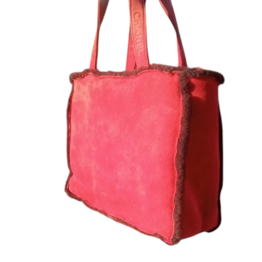 CHANEL Tote Bag Mouton Red CC| GUC